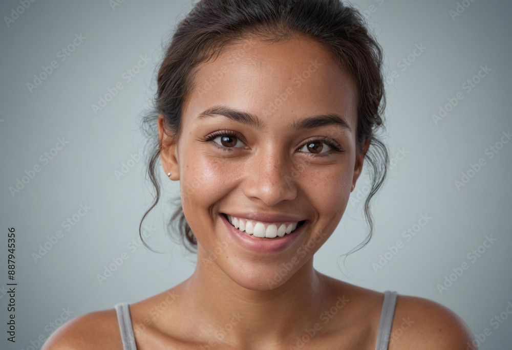 Portrait view of a regular happy smiling Belize woman, ultra realistic, candid, social media, avatar image, plain solid background Portrait view of a regular happy smiling Belize woman, ultra realistic, candid, social media, avatar image, plain solid background