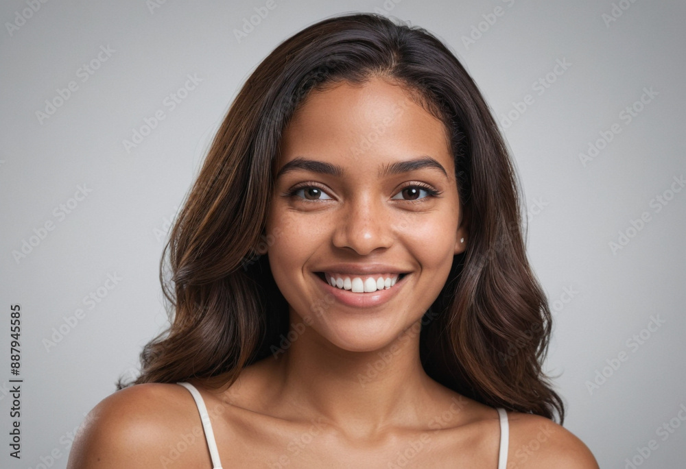 Portrait view of a regular happy smiling Dominican Republic woman, ultra realistic, candid, social media, avatar image, plain solid background Portrait view of a regular happy smiling Dominican Republic woman, ultra realistic, candid, social media, avatar image, plain solid background