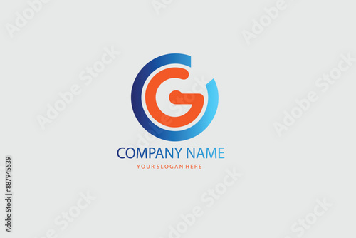 Initial Letter G Logo. White and Blue Circle Shape Origami Style isolated on Blue Background. Usable for Business and Branding Logos. Flat Vector Logo Design Template Element.