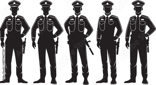 Set of policeman silhouette