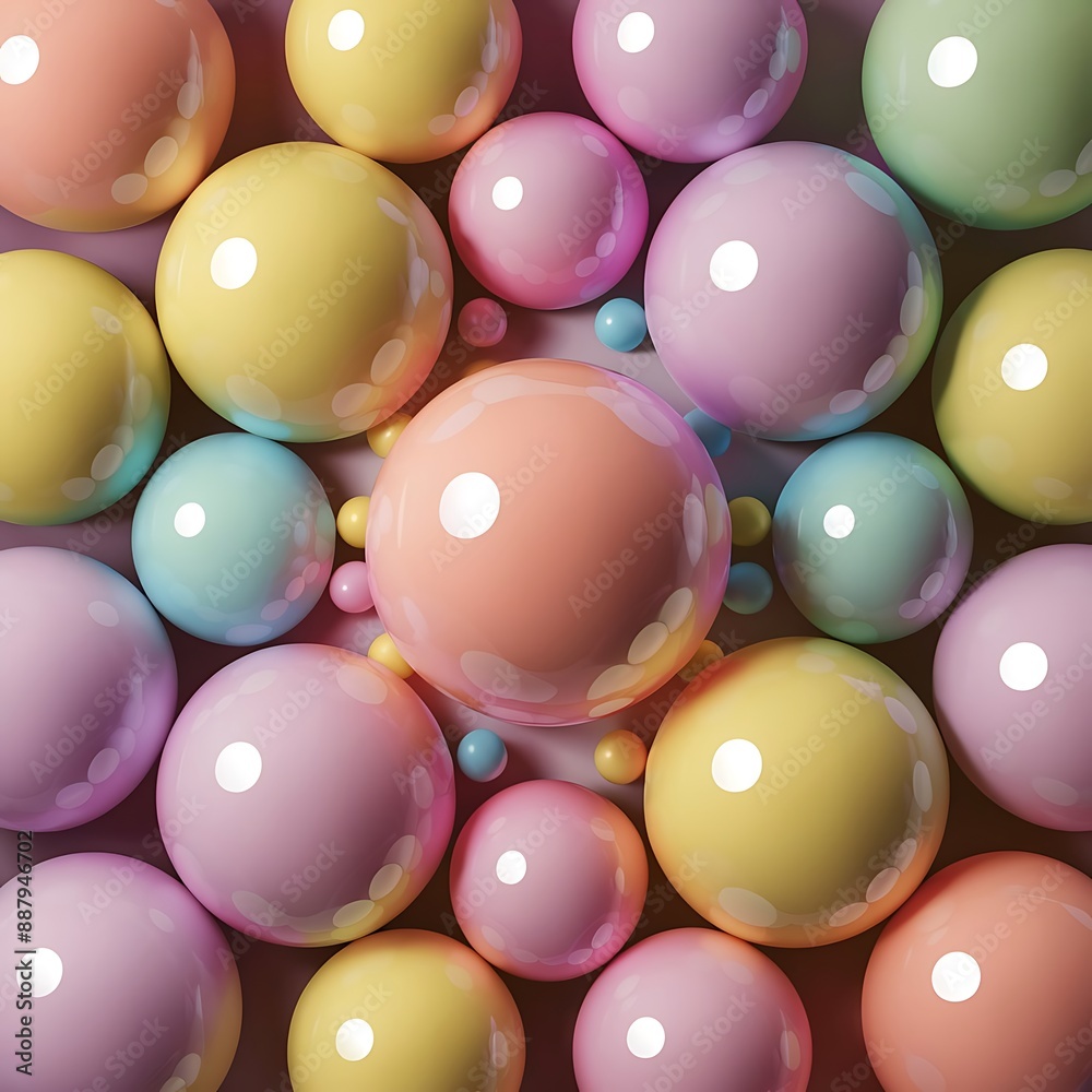 Colorful balls abstract wallpaper and background. Pattern design Plastic bubbles, gum, pastel pink spheres. 3d render wallpaper Colorful balls abstract wallpaper and background. Pattern design Plastic bubbles, gum, pastel pink spheres. 3d render wallpaper