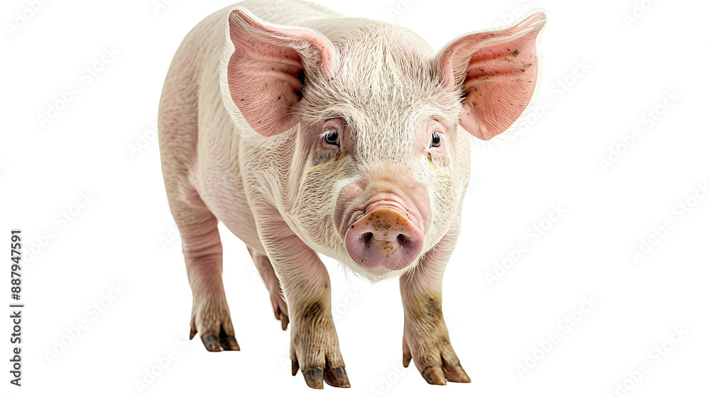 a pig full body shot, looking forward, standing still, realistic style, transparent, cut out a pig full body shot, looking forward, standing still, realistic style, transparent, cut out