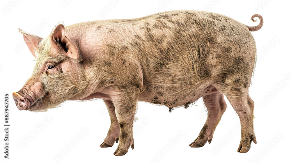 a pig full body shot, looking forward, standing still, realistic style, transparent, cut out a pig full body shot, looking forward, standing still, realistic style, transparent, cut out