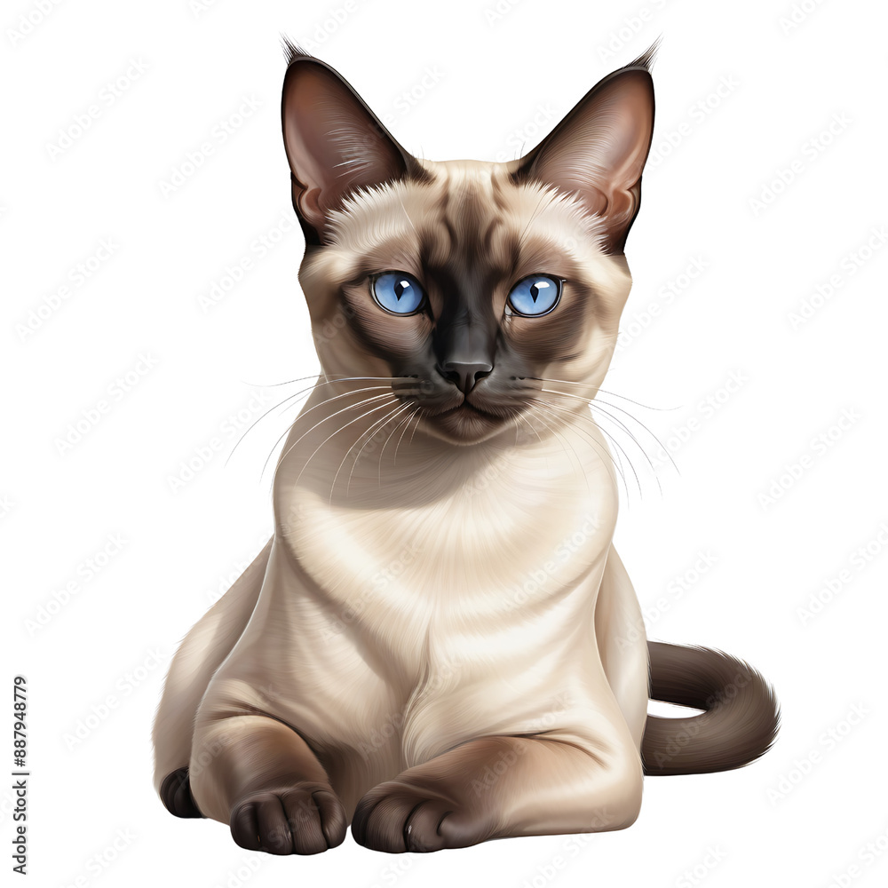 Adorable Siamese Cat on Transparent Background Adorable Siamese Cat on Transparent Background