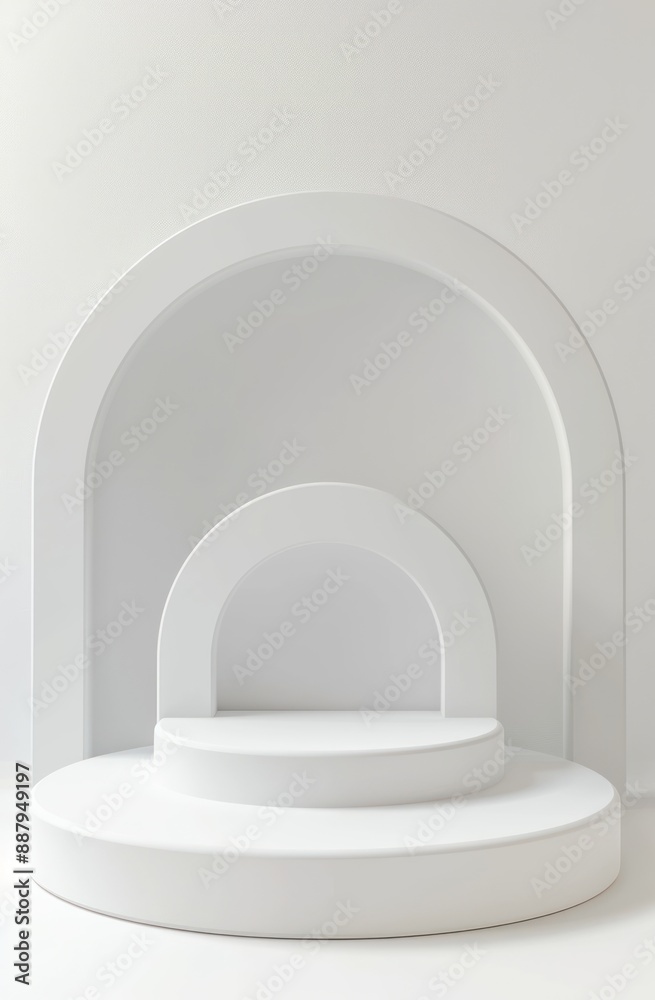 Minimalist white podium with arches Minimalist white podium with arches