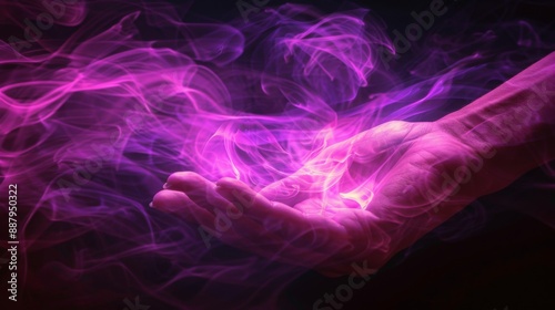 pink glowing fantasy hand concept ethereal magic , pink glowing hand digital art , ethereal magic hand illustration , pink hand , glowing hand , fantasy hand