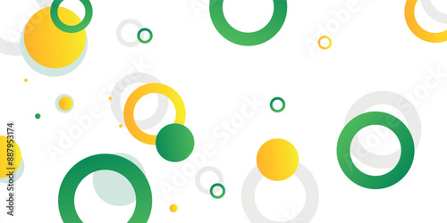 Green and yellow circle banner background. Vector abstract graphic design banner pattern background template.
