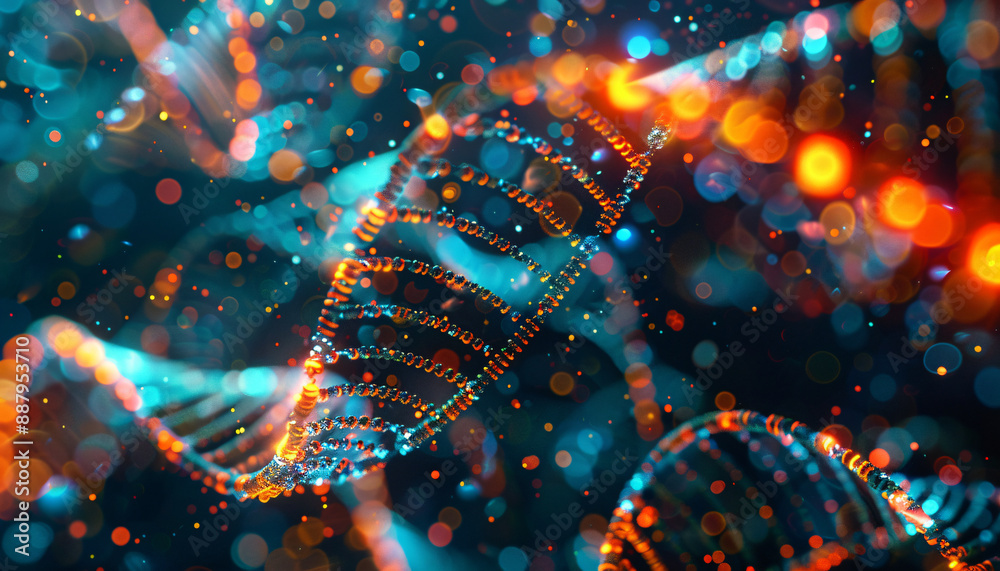 Abstract 3D Genetic Code Sequences in Vibrant Colors for a Science Medical Background Abstract 3D Genetic Code Sequences in Vibrant Colors for a Science Medical Background