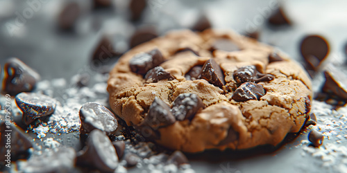 Biscoito de Chocolate com Gotas Recém-saído do Forno. photo