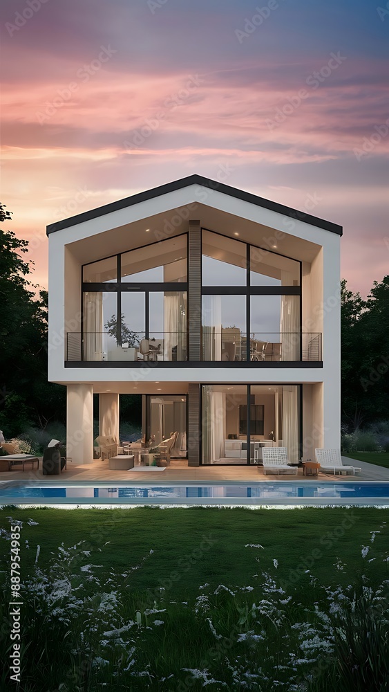 Fototapeta premium Modern home cross section, 3d rendering wallpaper