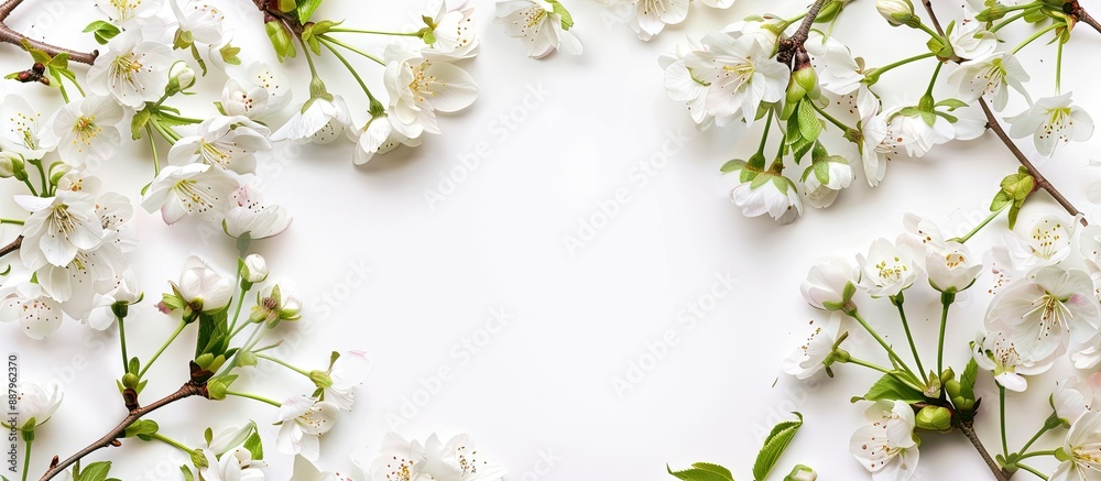 White background with spring elements and copy space image White background with spring elements and copy space image