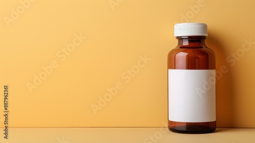 Modern Medicine Bottle Design on Pastel Yellow Background - Health and Wellness Concept