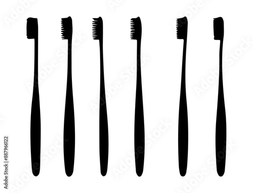 toothbrush, black and white silhouette