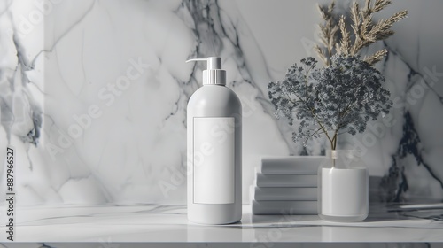 Blank Label Shampoo Bottle A sleek shampoo bottle