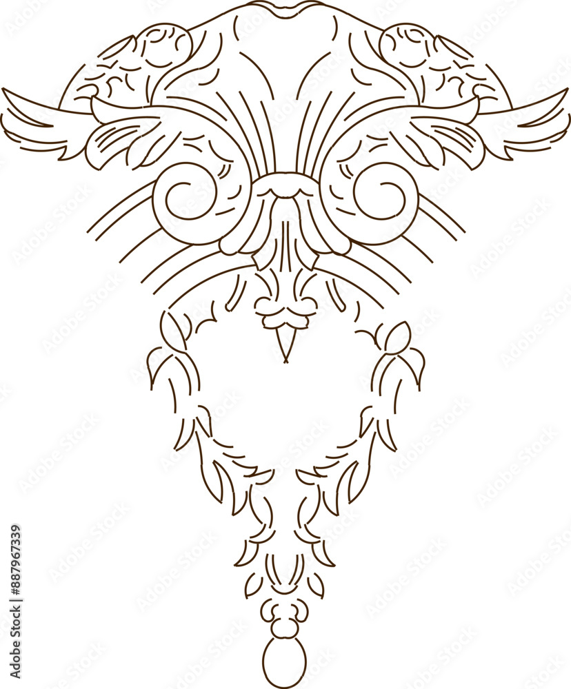 Obraz premium Sketch illustration silhouette vector drawing detail design icon logo symbol pattern full engraving classic vintage ethnic traditional