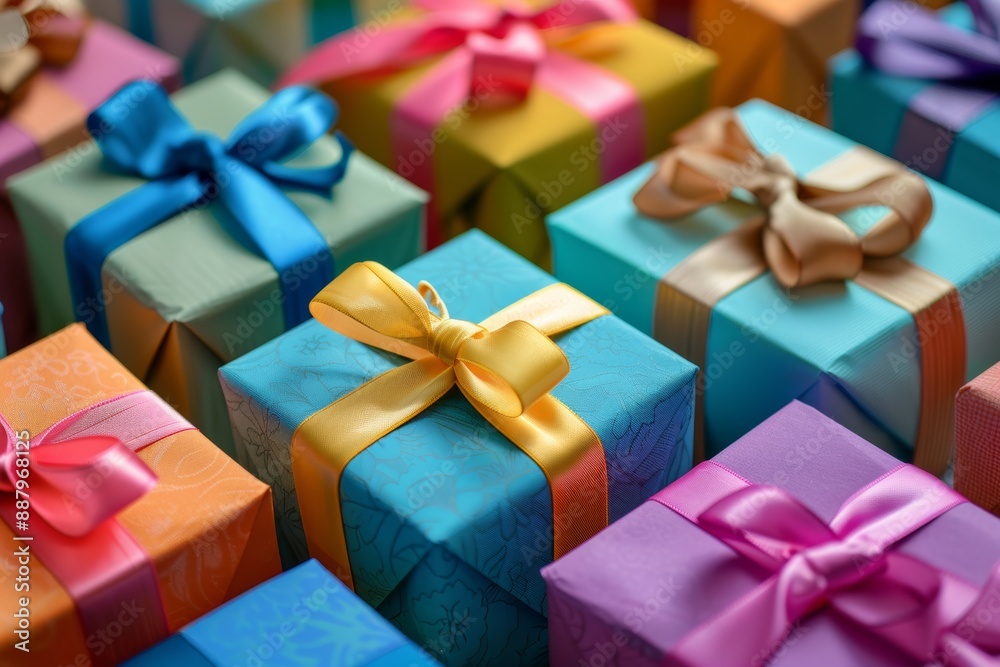 Decorative gift boxes with shiny satin ribbons for special events Decorative gift boxes with shiny satin ribbons for special events