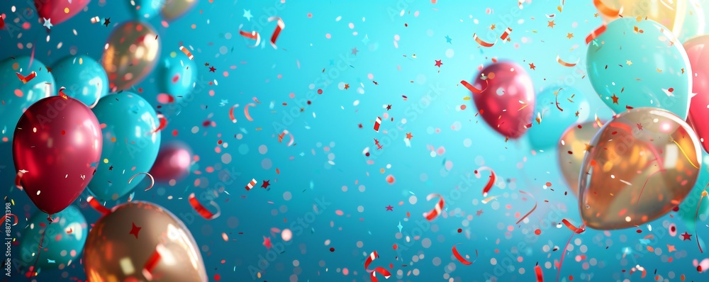 Celebration background with balloons and confetti, isolated on white background Generative Ai Celebration background with balloons and confetti, isolated on white background Generative Ai