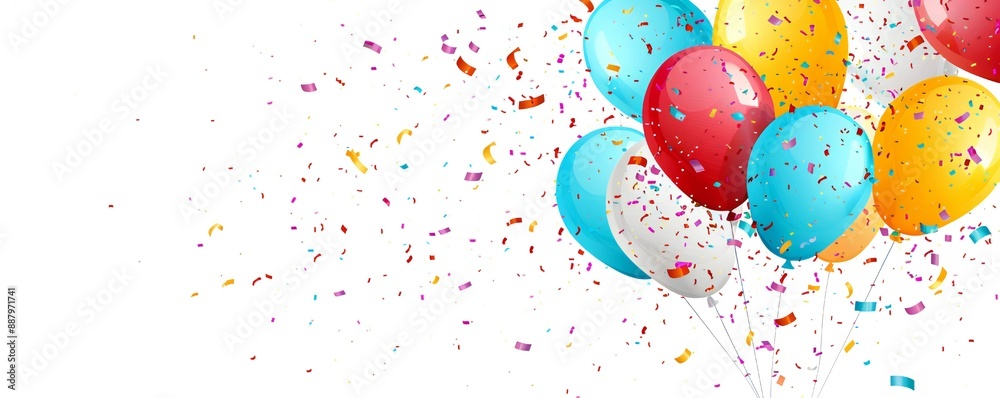 Celebration background with balloons and confetti, isolated on white background Generative Ai Celebration background with balloons and confetti, isolated on white background Generative Ai
