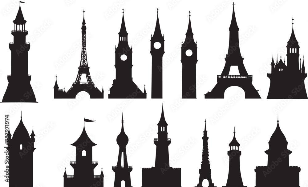Fototapeta premium tower silhouette stock illustration