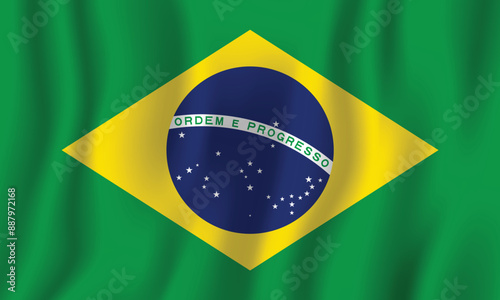 Realistic brazil national flag perfect color, scale, and proportion.