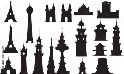 tower silhouette stock illustration