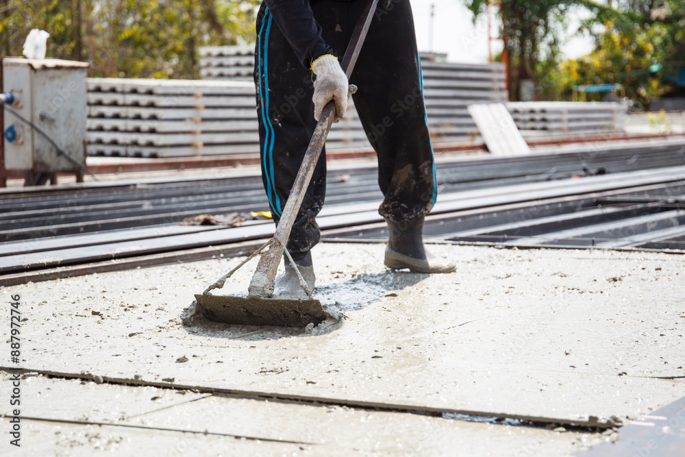 Dumping a mixed concrete into structure. Dumping a mixed concrete into structure.