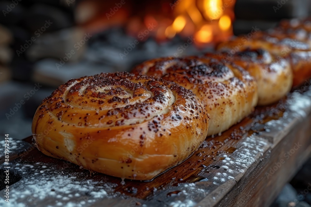 Hungary Krtskalcs Spiral shaped sweet bread rolled in sugar and cinnamon, baked on a spit, served warm. Hungary Krtskalcs Spiral shaped sweet bread rolled in sugar and cinnamon, baked on a spit, served warm.