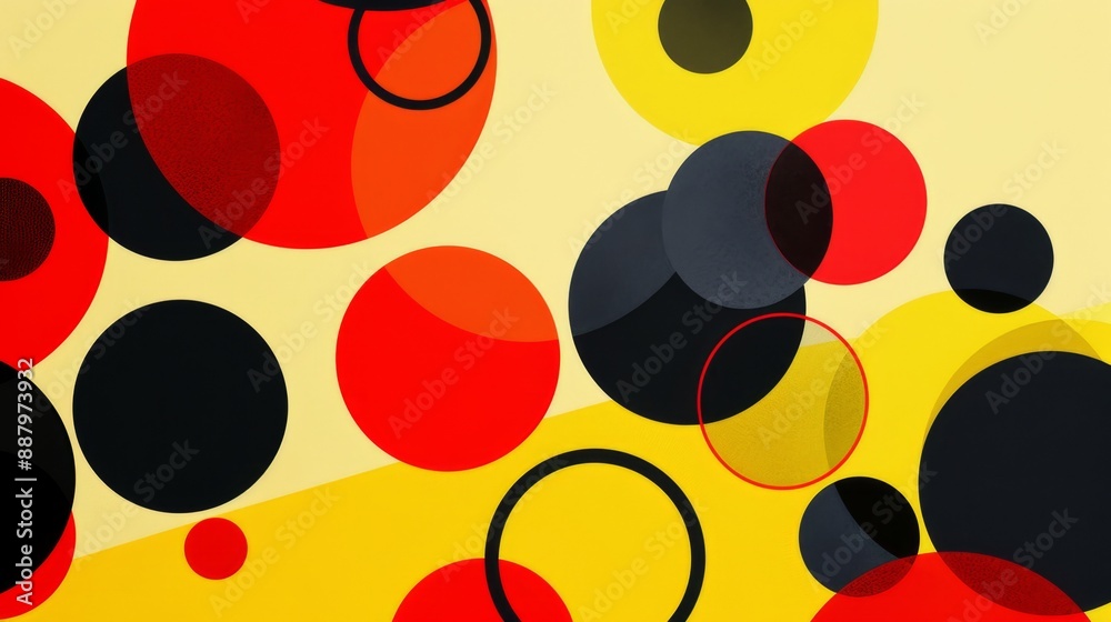 Abstract Geometric Pattern with Red, Black and Yellow Circles. Abstract Geometric Pattern with Red, Black and Yellow Circles.