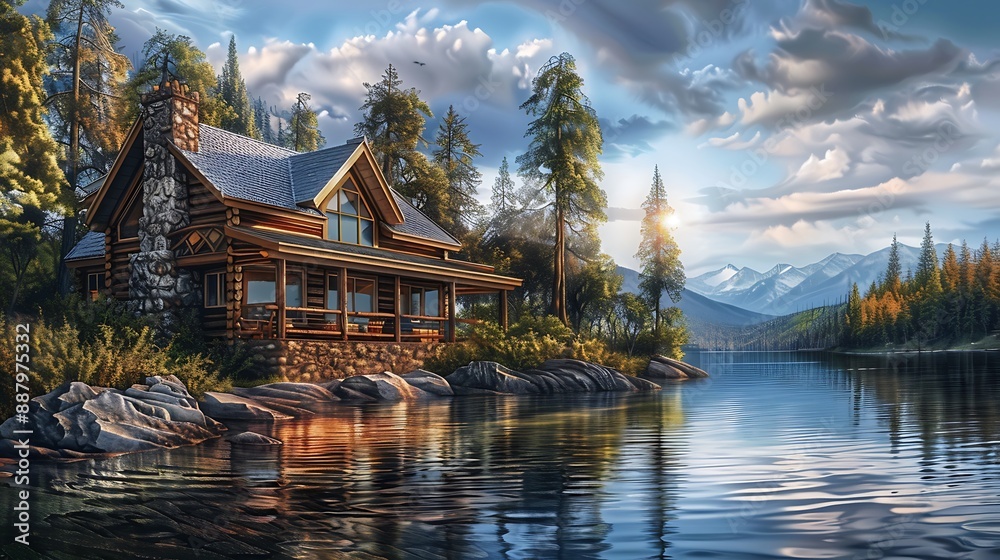 Obraz premium Cabin on the Lake