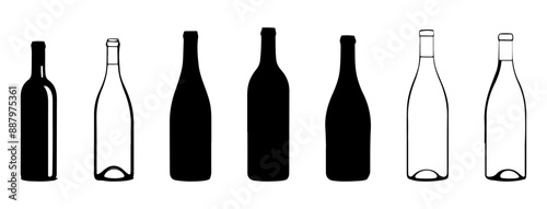 wine bottles silhouette classic shape