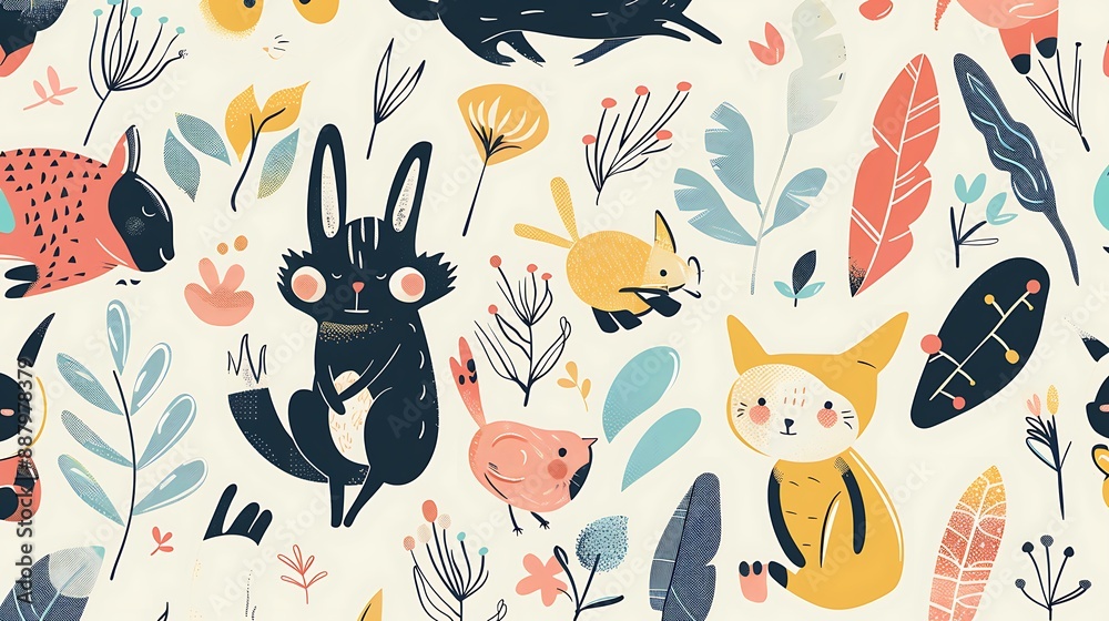 Cute Watercolor Animal Pattern Cute Watercolor Animal Pattern