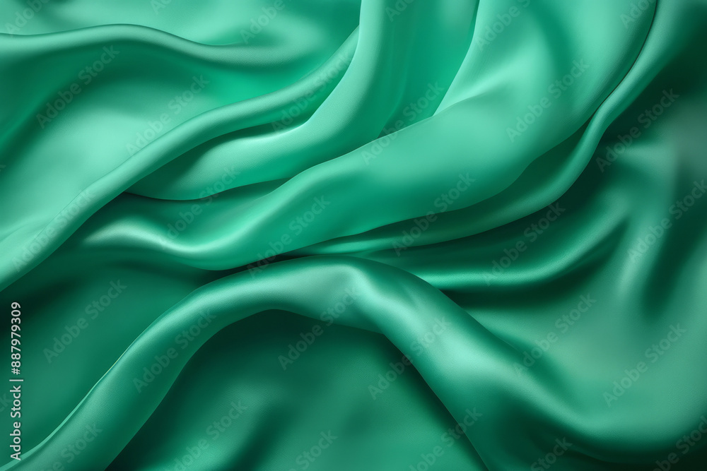 Obraz premium Processed collage of emerald green silk surface texture. Background for banner, backdrop