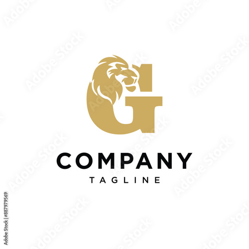 Letter G Lion Head Elegant Logo Icon Vector Combination