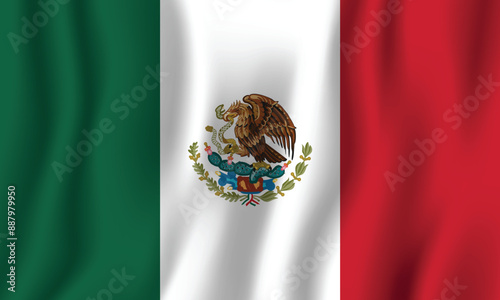 Realistic Mexico national flag perfect color, scale, and proportion. 