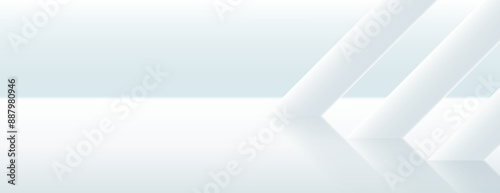 3d white architecture background with inclined pole
