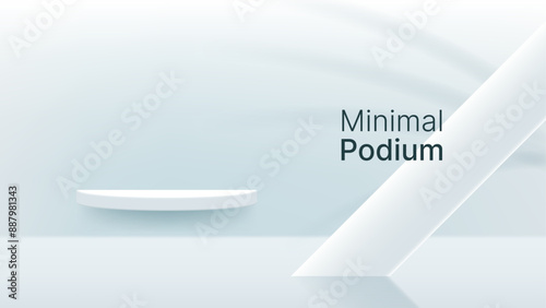 3d white podium with inclined pole