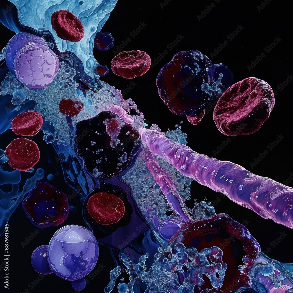 Artistic representation of stem cells differentiating into various cell ...