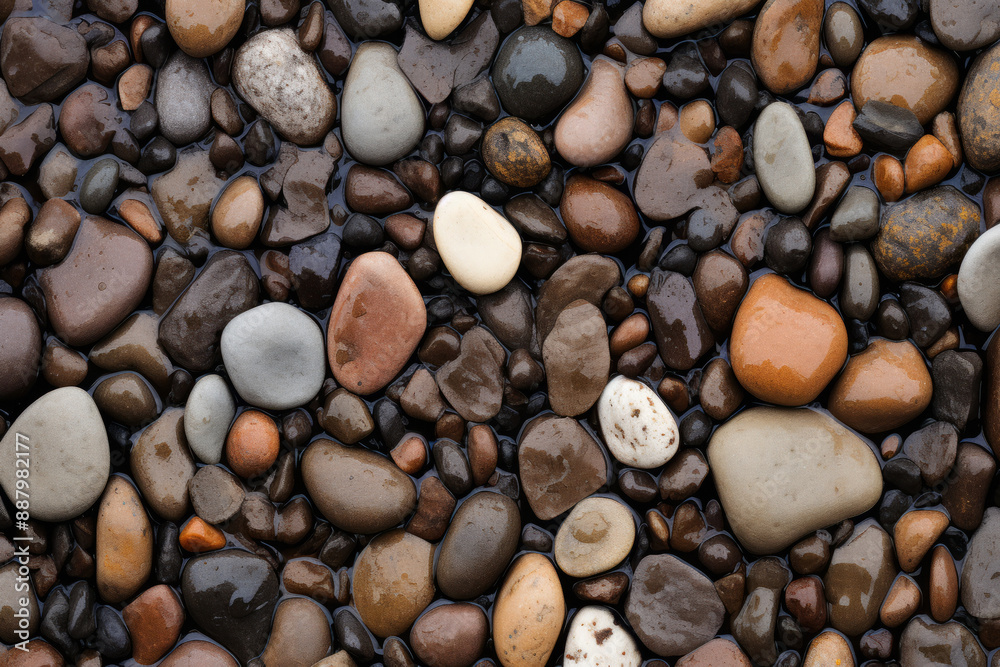 Processed collage of wet pebble stones on asphalt texture. Background for banner, backdrop Processed collage of wet pebble stones on asphalt texture. Background for banner, backdrop
