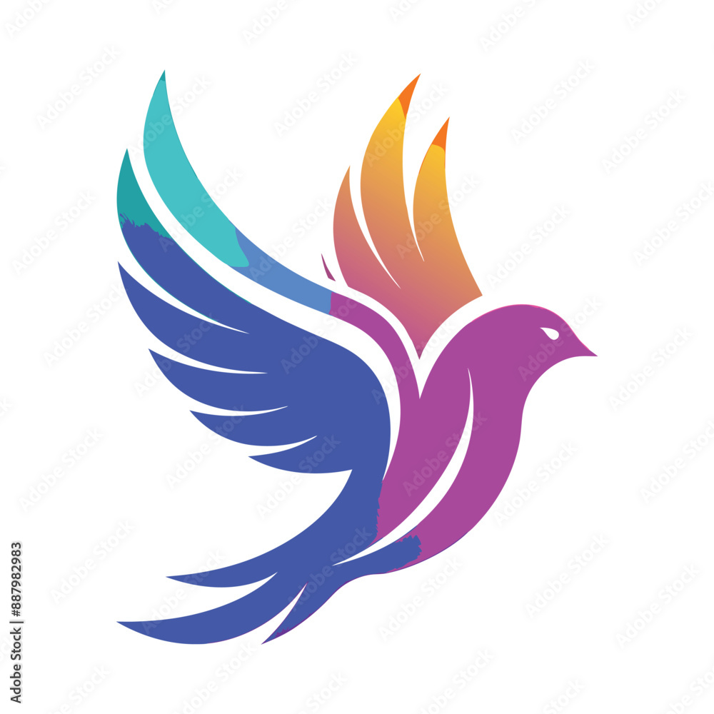 Obraz premium Beauty petals flat cartoon style vector logo set concept. Abstract light gradient wings symbol collection for business and startup. Colored feathers isolated icons. Ai generate 
