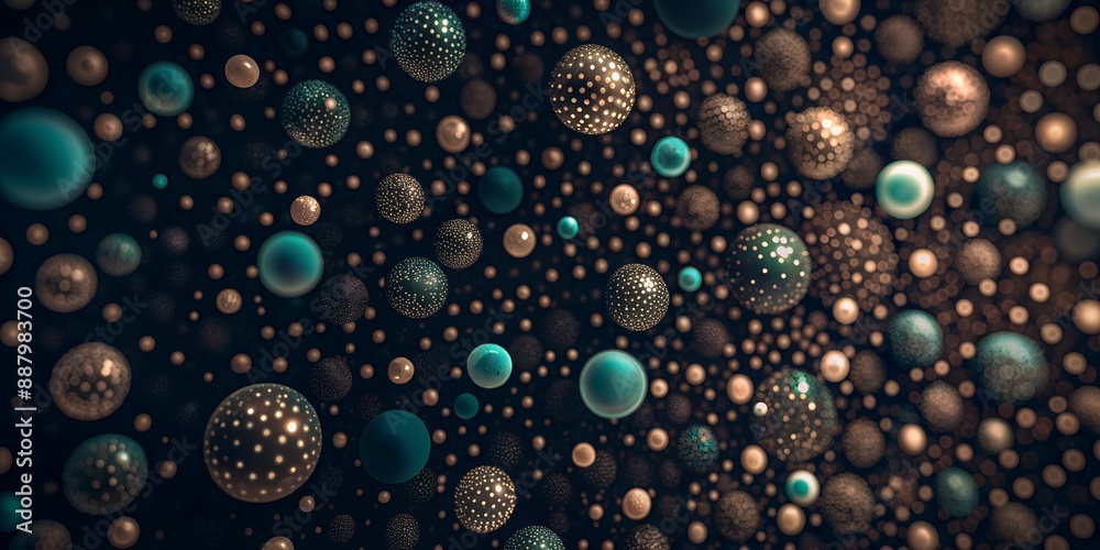A close up of many small blue and brown spheres A close up of many small blue and brown spheres