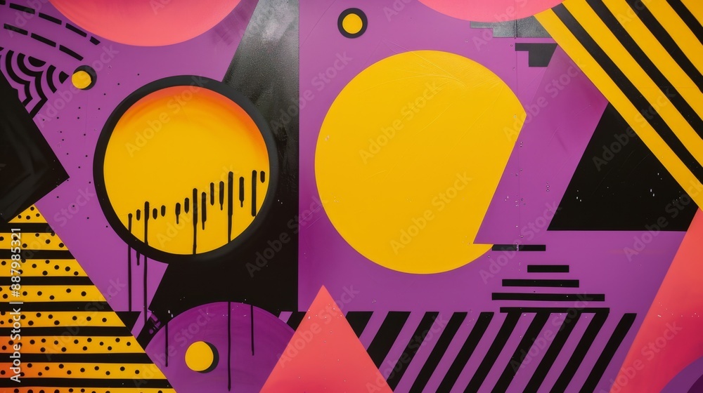 Abstract Geometric Pattern with Black, Yellow, and Pink. Abstract Geometric Pattern with Black, Yellow, and Pink.