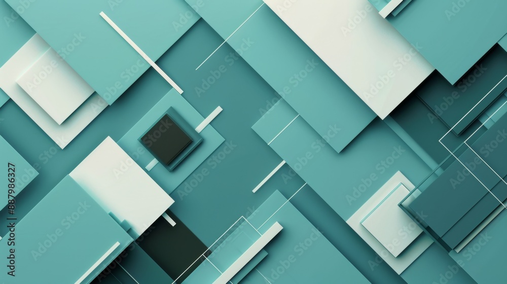 Abstract Geometric Background with Teal and White Squares. Abstract Geometric Background with Teal and White Squares.