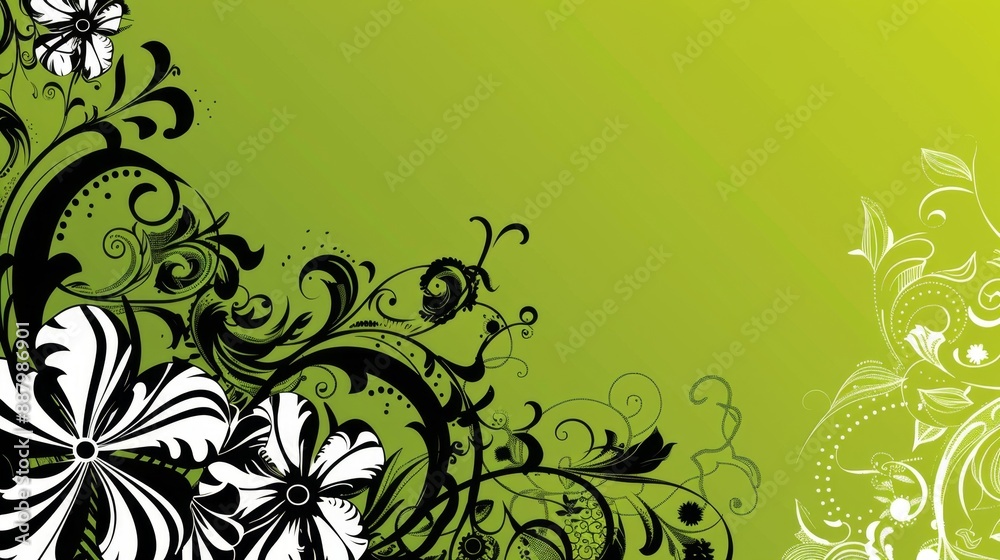 Green and White Floral Background. Green and White Floral Background.