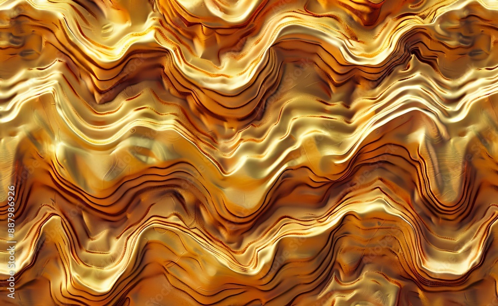 Fototapeta premium Gold wavy texture seamless pattern.