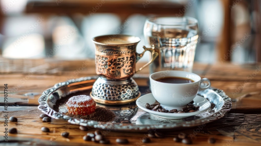 Turkish Coffee Set with Traditional Decor. Turkish Coffee Set with Traditional Decor.