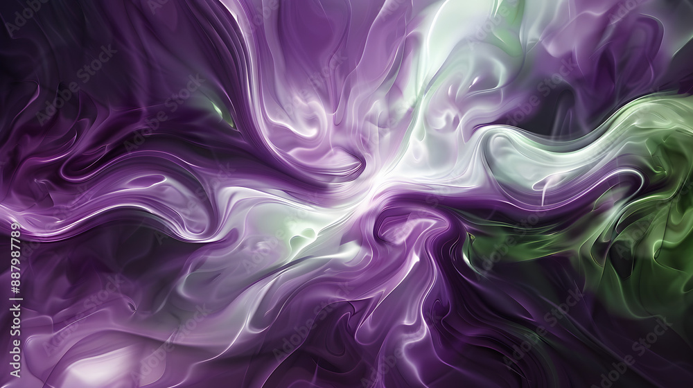 Fototapeta premium Abstract fluid art background dark purple and green colors. Liquid acrylic painting on canvas with blue gradient and splash. Watercolor backdrop with cyan waves pattern.
