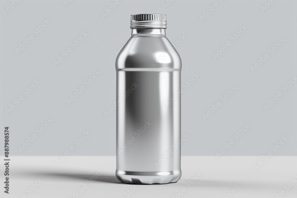 An aluminum bottle with cap mockup, white background An aluminum bottle with cap mockup, white background