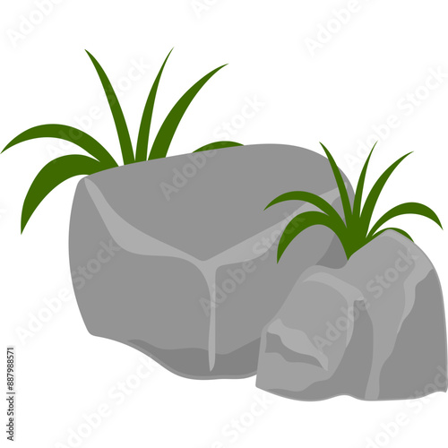 Stone with Grass