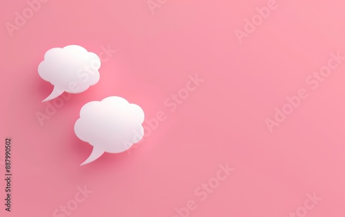 Two White Speech Bubbles on a Pink Background