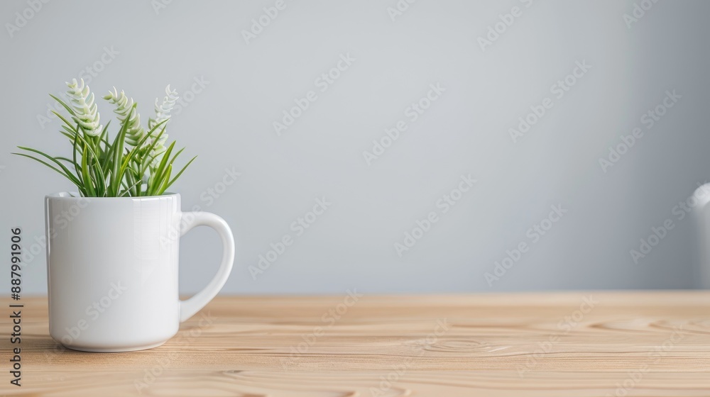 Innovative White Ceramic Mug Transformed into Planter Innovative White Ceramic Mug Transformed into Planter